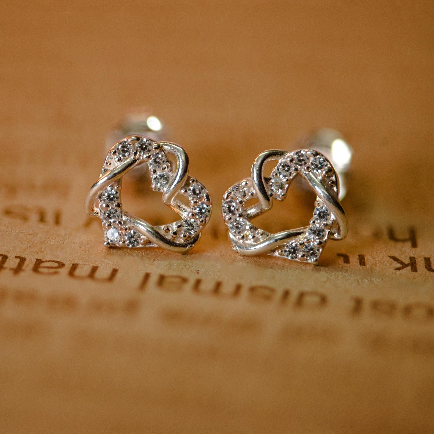 Sterling Silver Heart Stud Earrings: CZ Romantic Jewelry