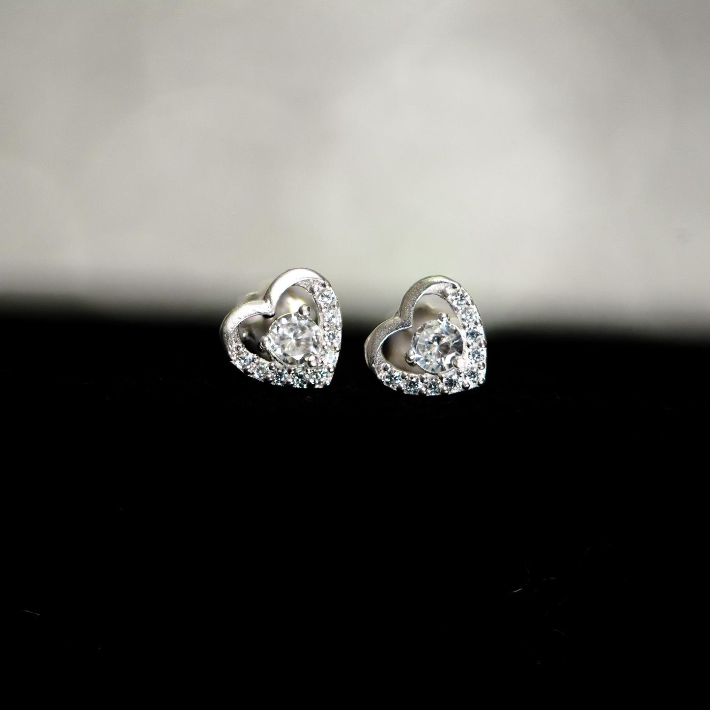 Sterling Silver CZ Heart Stud Earrings: Romantic Jewelry Gift