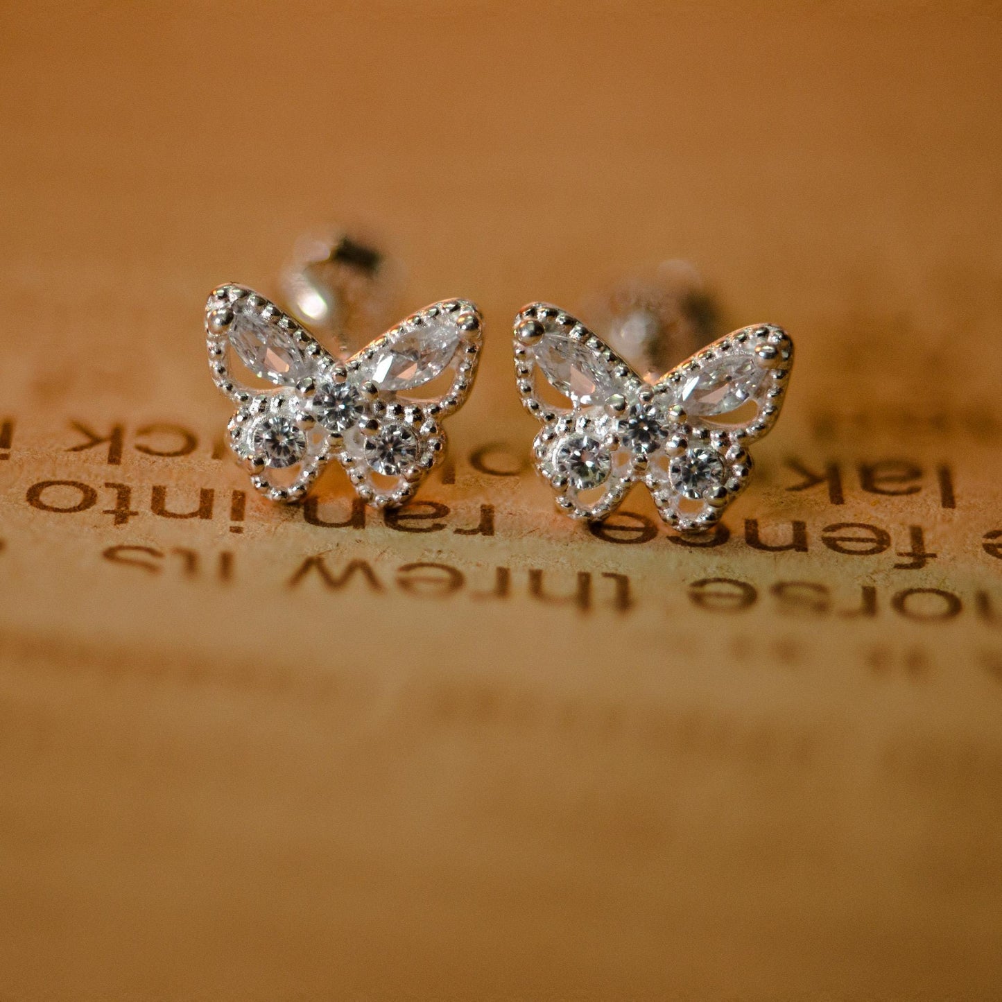 Sterling Silver Butterfly Stud Earrings: Sparkling CZ Jewelry
