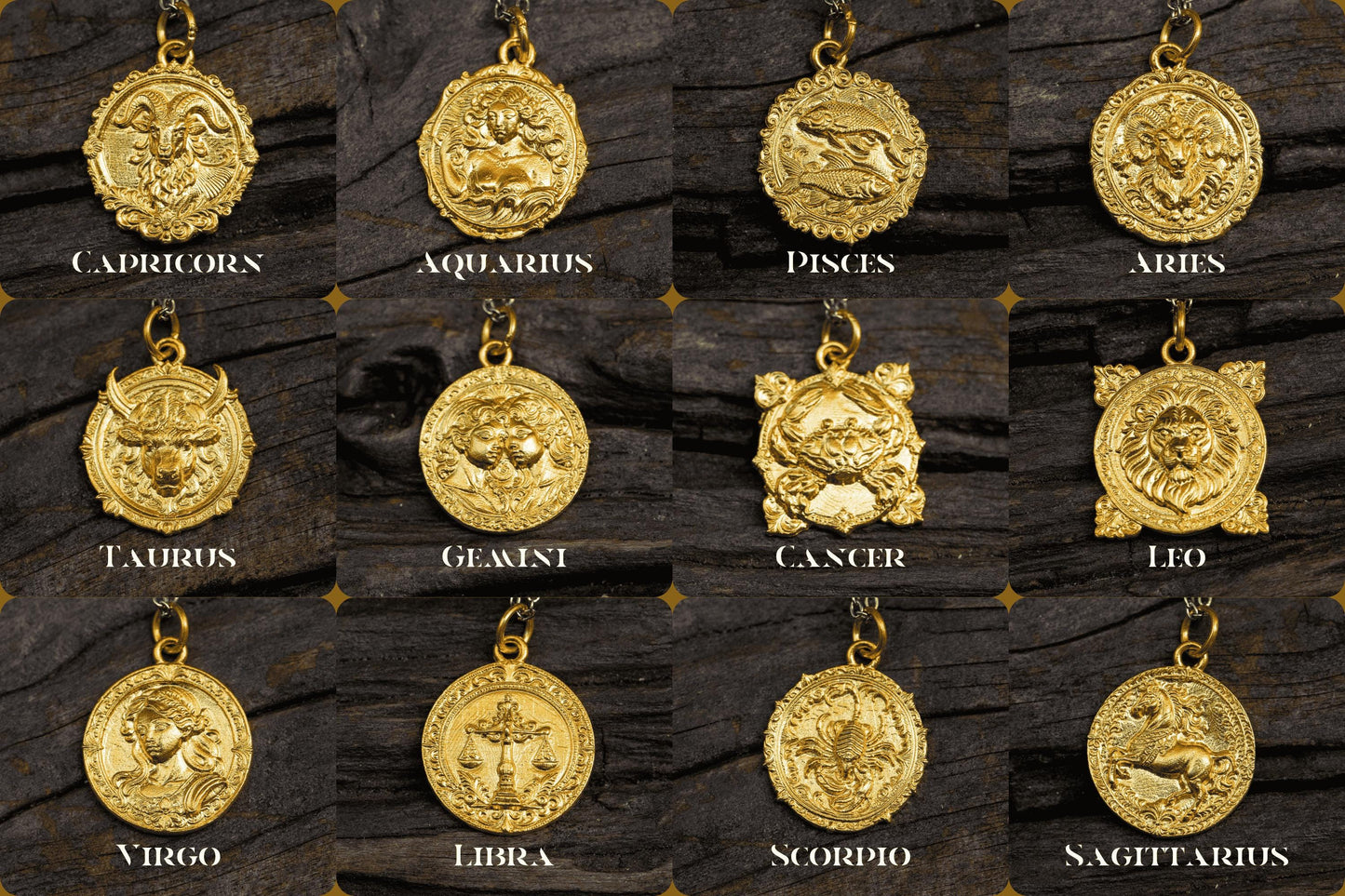 Gemini Zodiac Pendant: 18K Gold Plated Sterling Silver Necklace