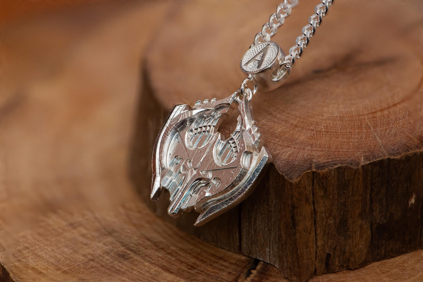 Dark Silver War Emblem Pendant Necklace S925 Sterling Oxidized Fantasy Jewelry for Men, RPG Gothic Talisman Gift