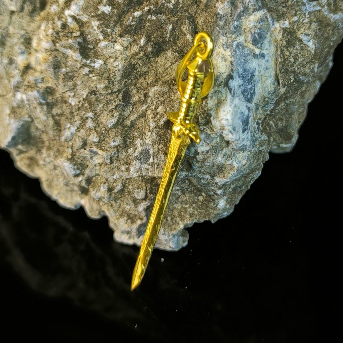 Spawn Sword Pendant: 24K Gold Plated Brass, Mortal Kombat Inspired