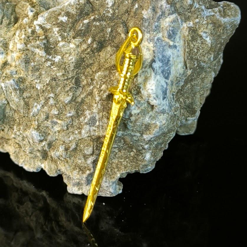 Spawn Sword Pendant: 24K Gold Plated Brass, Mortal Kombat Inspired