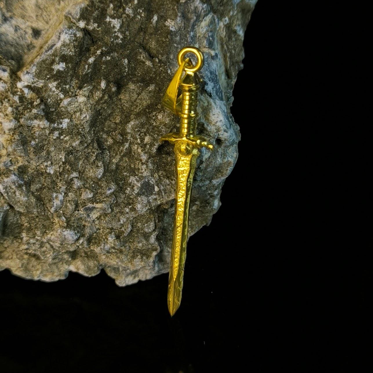 Spawn Sword Pendant: 24K Gold Plated Brass, Mortal Kombat Inspired