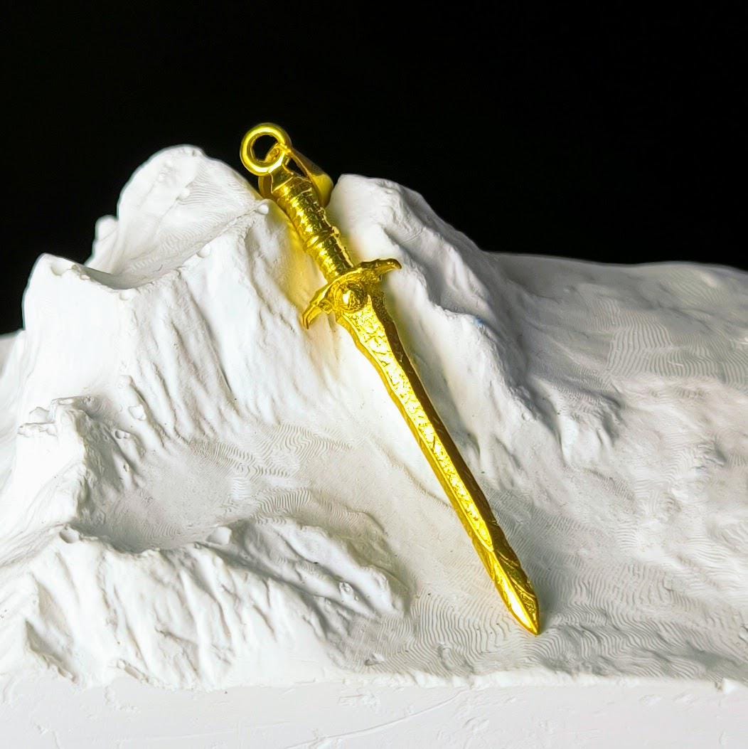 Spawn Sword Pendant: 24K Gold Plated Brass, Mortal Kombat Inspired