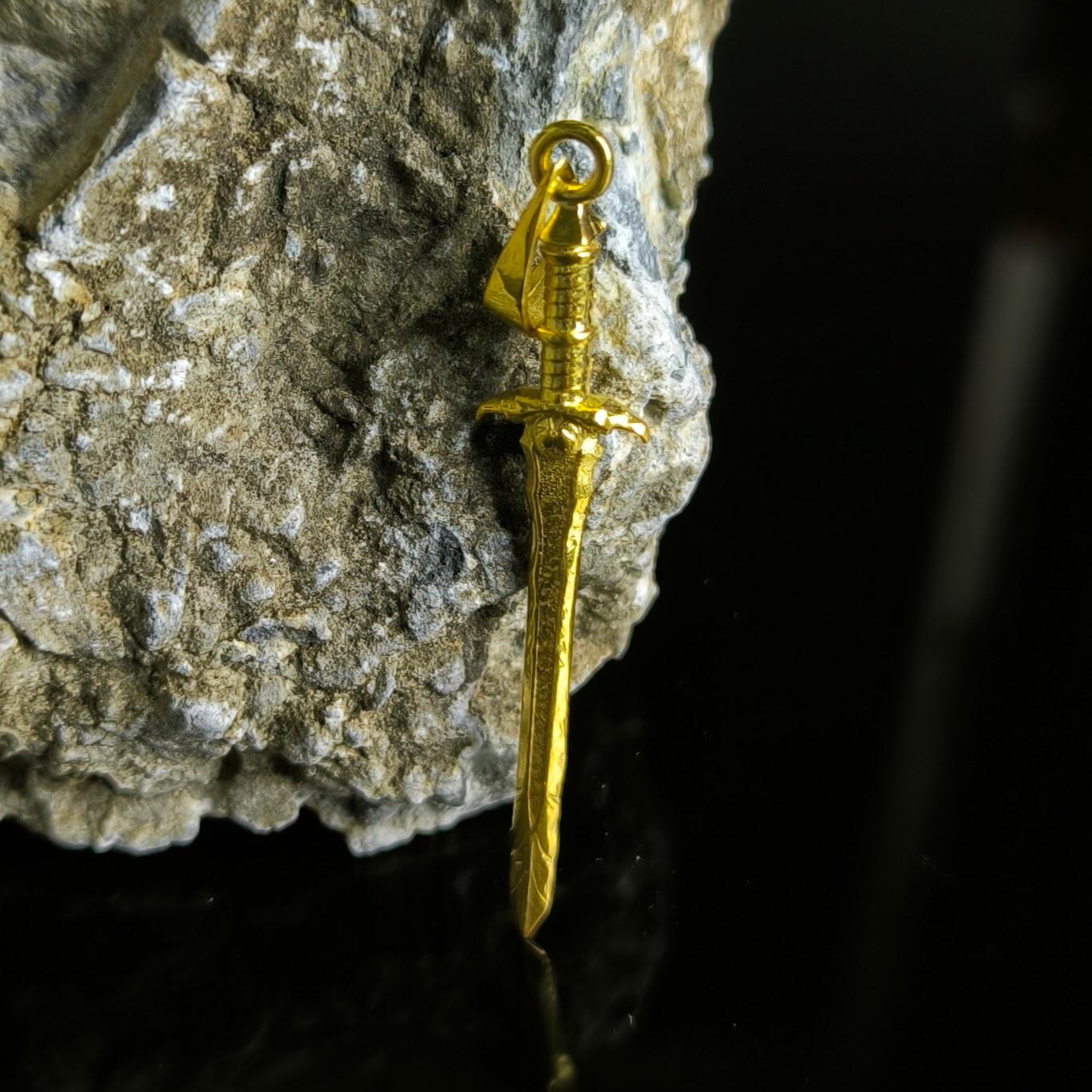Spawn Sword Pendant: 24K Gold Plated Brass, Mortal Kombat Inspired