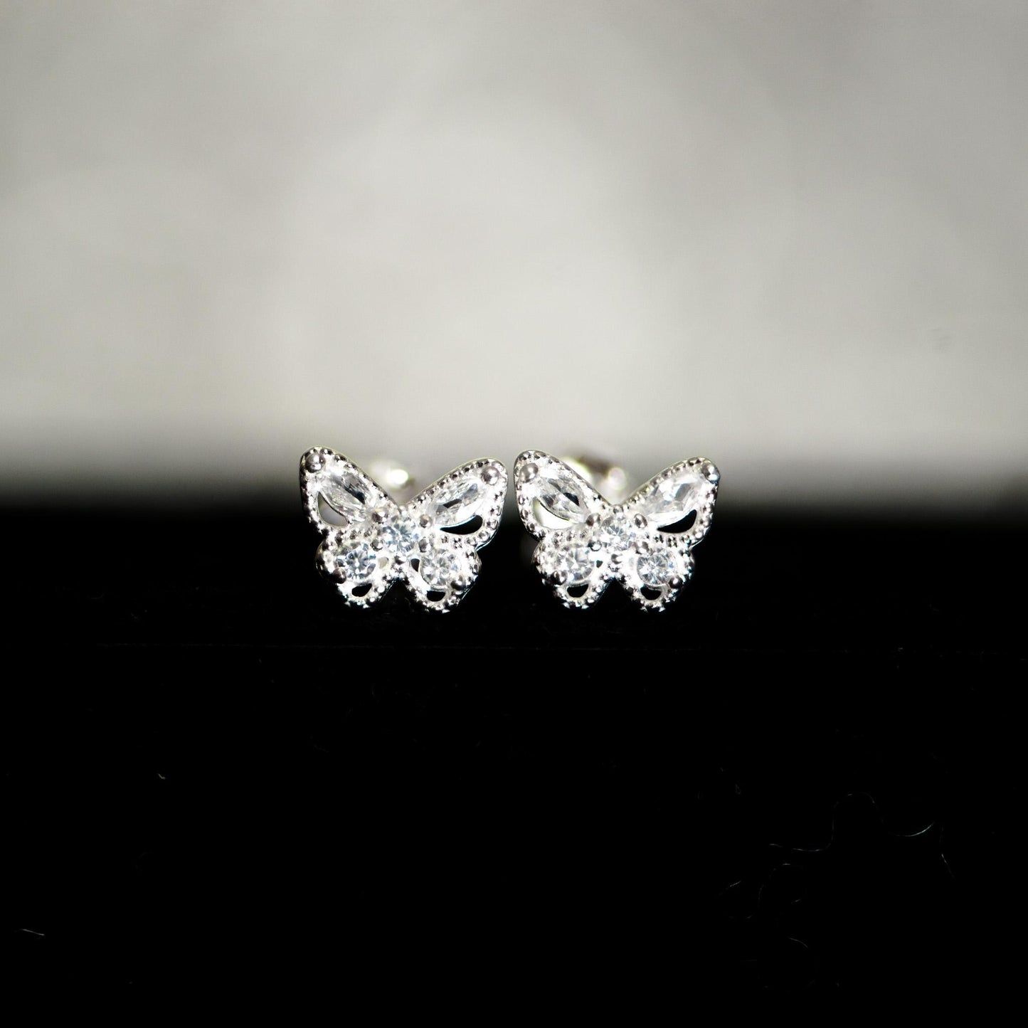 Sterling Silver Butterfly Stud Earrings: Sparkling CZ Jewelry