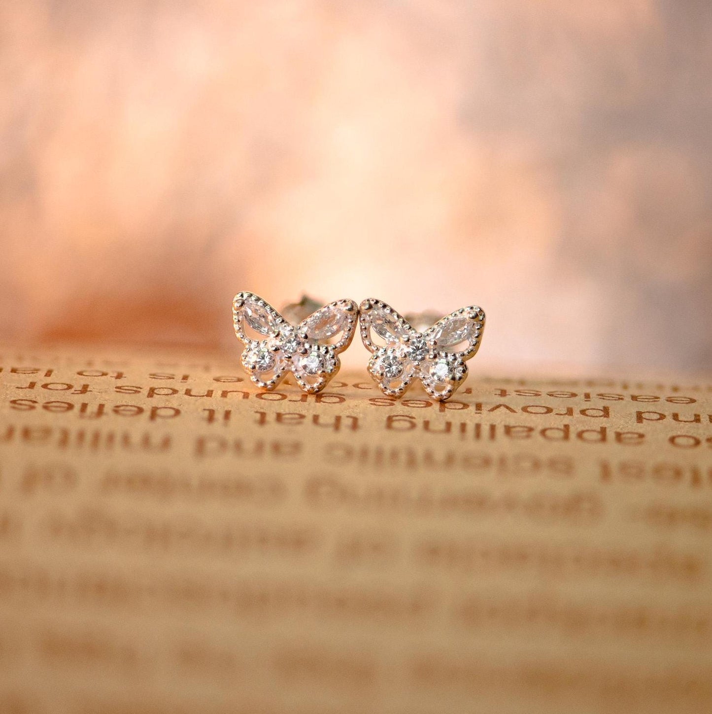 Sterling Silver Butterfly Stud Earrings: Sparkling CZ Jewelry