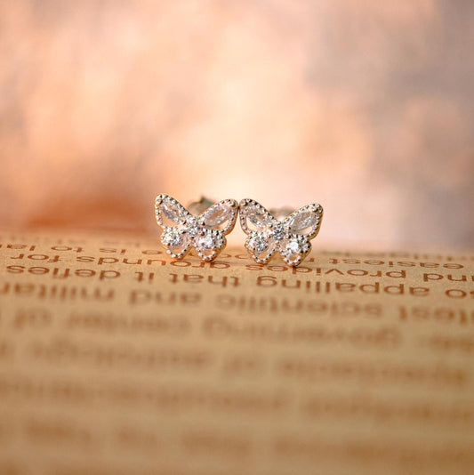Sterling Silver Butterfly Stud Earrings: Sparkling CZ Jewelry