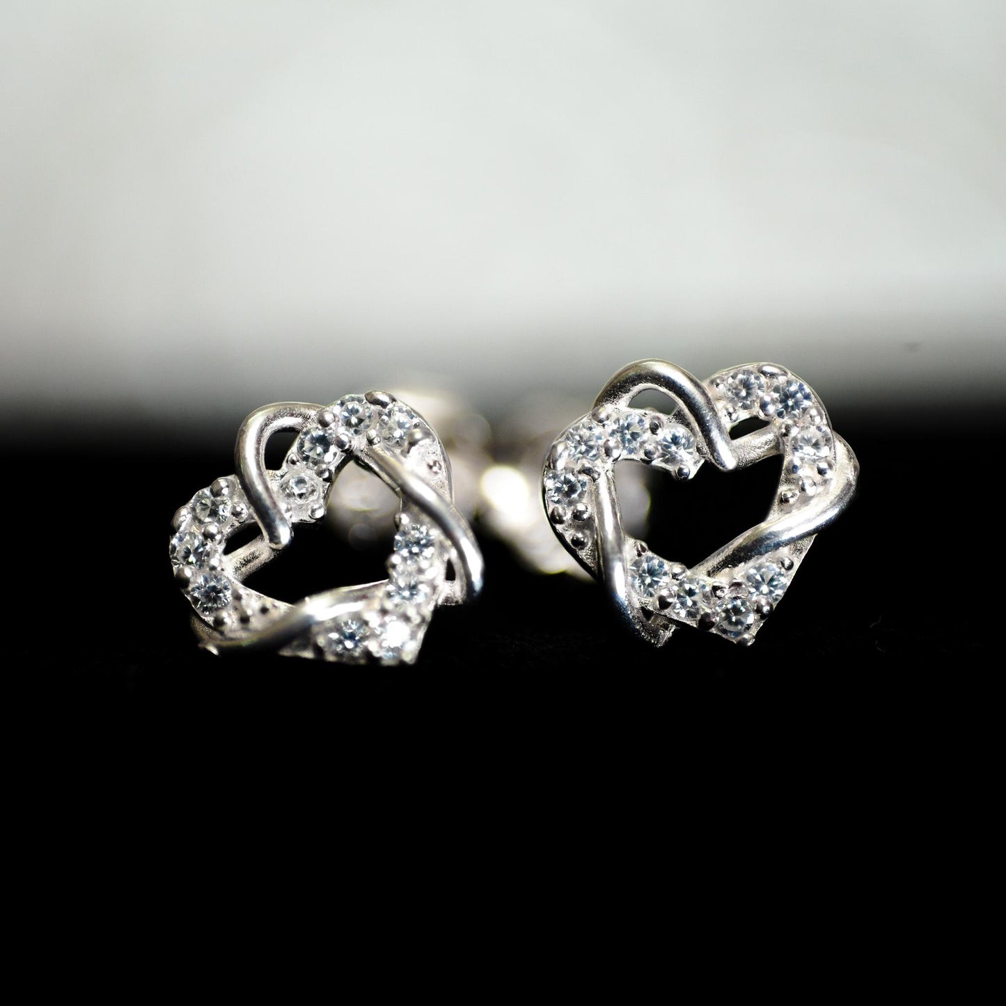 Sterling Silver Heart Stud Earrings: CZ Romantic Jewelry