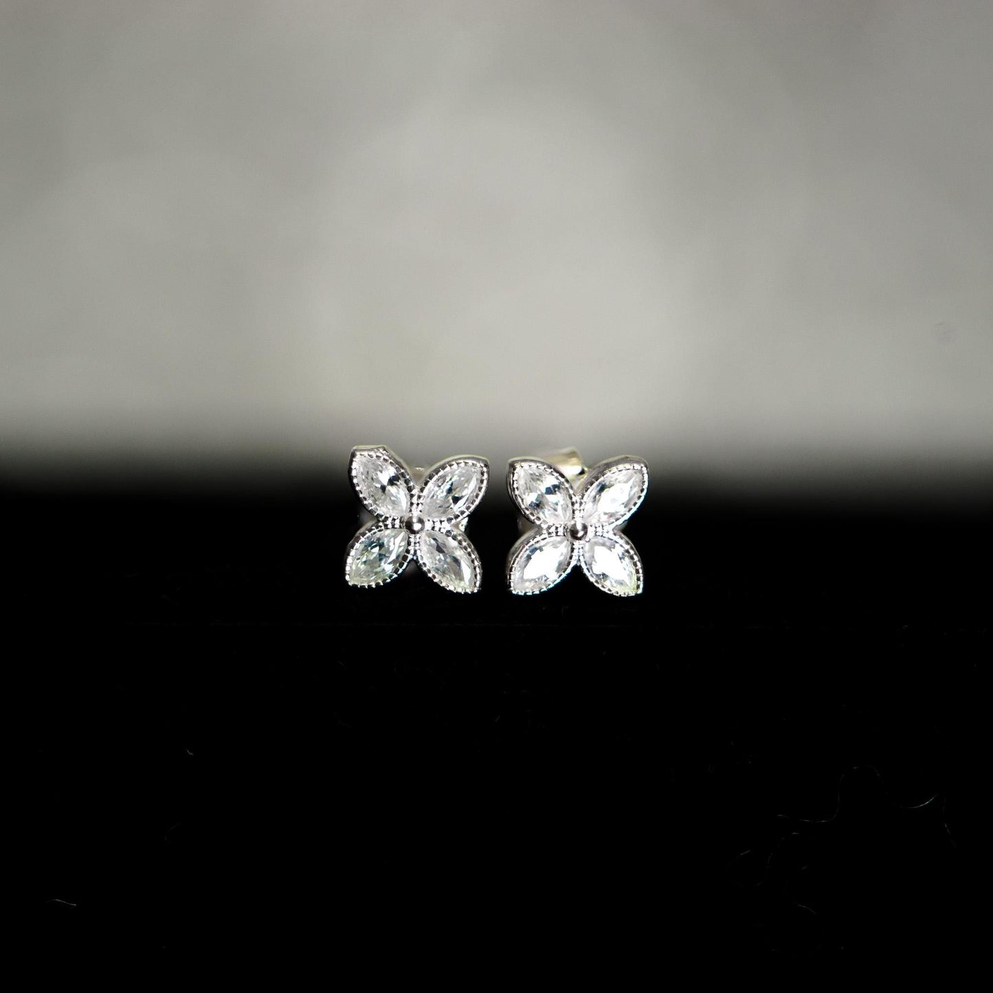 Sterling Silver Flower Stud Earrings: CZ Floral Jewelry