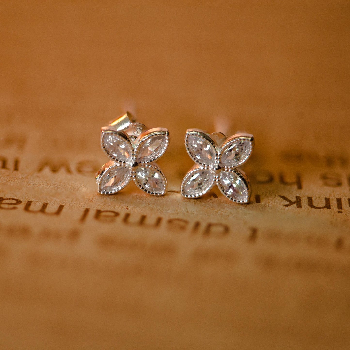 Sterling Silver Flower Stud Earrings: CZ Floral Jewelry