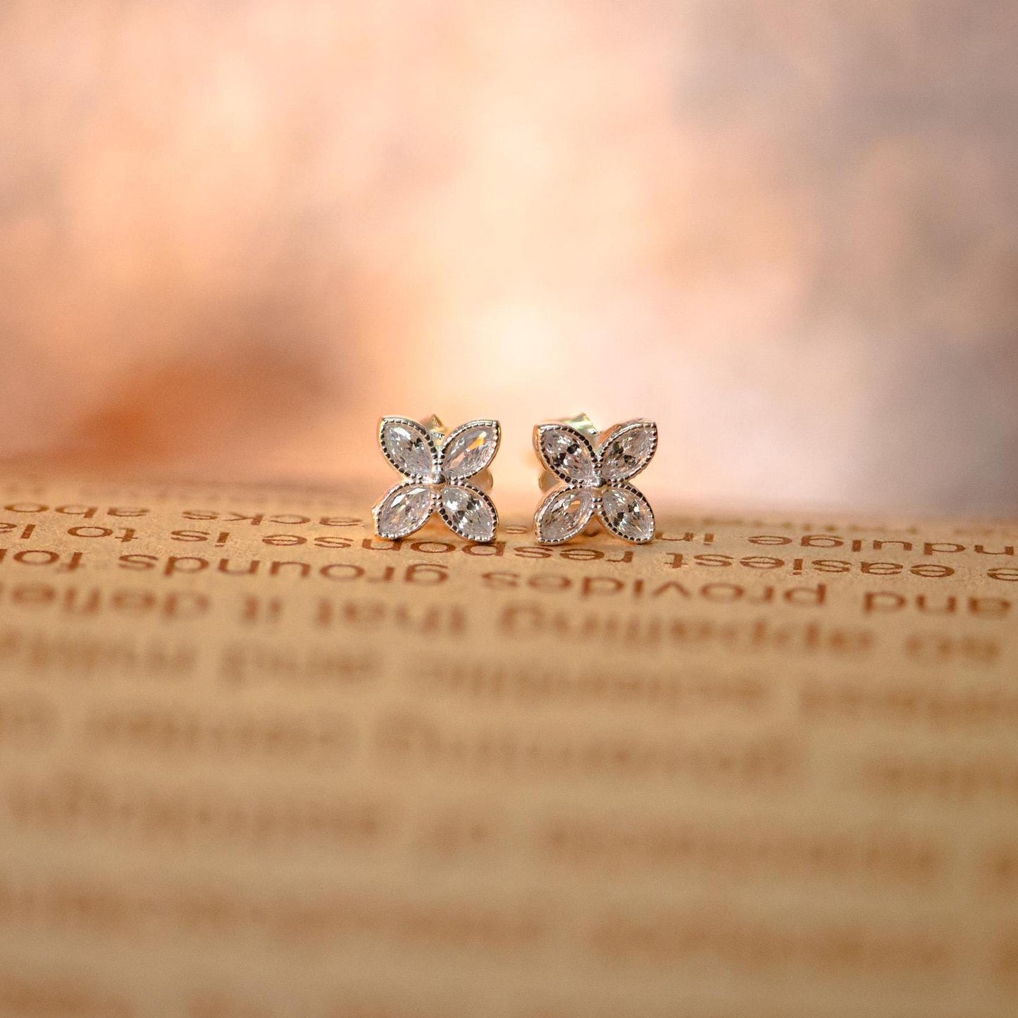 Sterling Silver Flower Stud Earrings: CZ Floral Jewelry