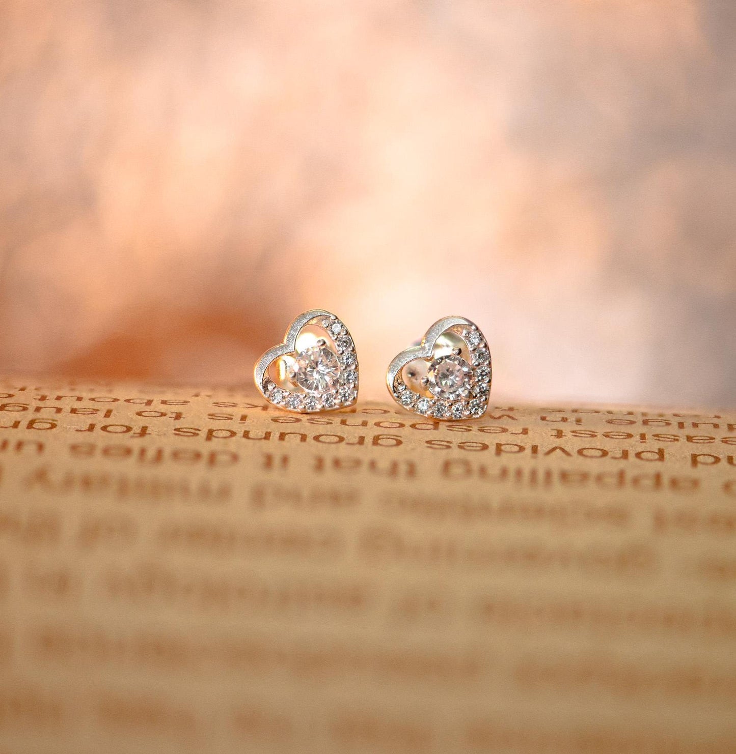 Sterling Silver CZ Heart Stud Earrings: Romantic Jewelry Gift