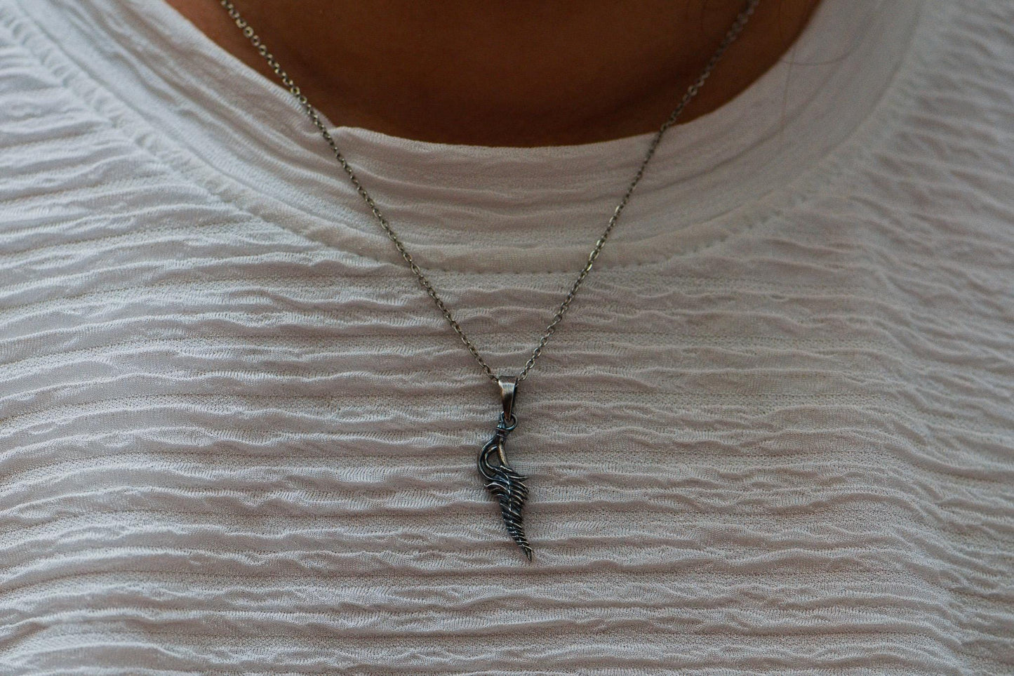 Reduvia Dagger Pendant Oxidized S925 Dark Silver Necklace for Men, Gothic Knife Jewelry, Handmade RPG Accessory Gift for Gamer