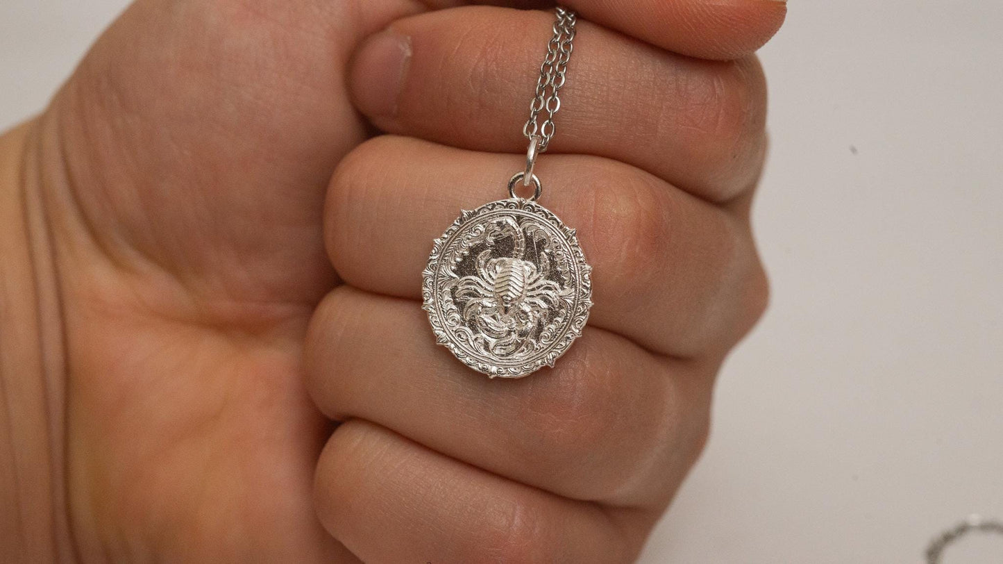 18K Gold Capricorn Pendant: Sterling Silver Zodiac Necklace