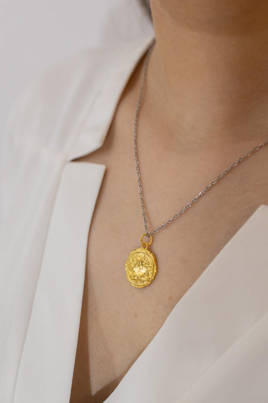 Aquarius Zodiac Pendant: 18K Gold Plated Sterling Silver Astrology Necklace
