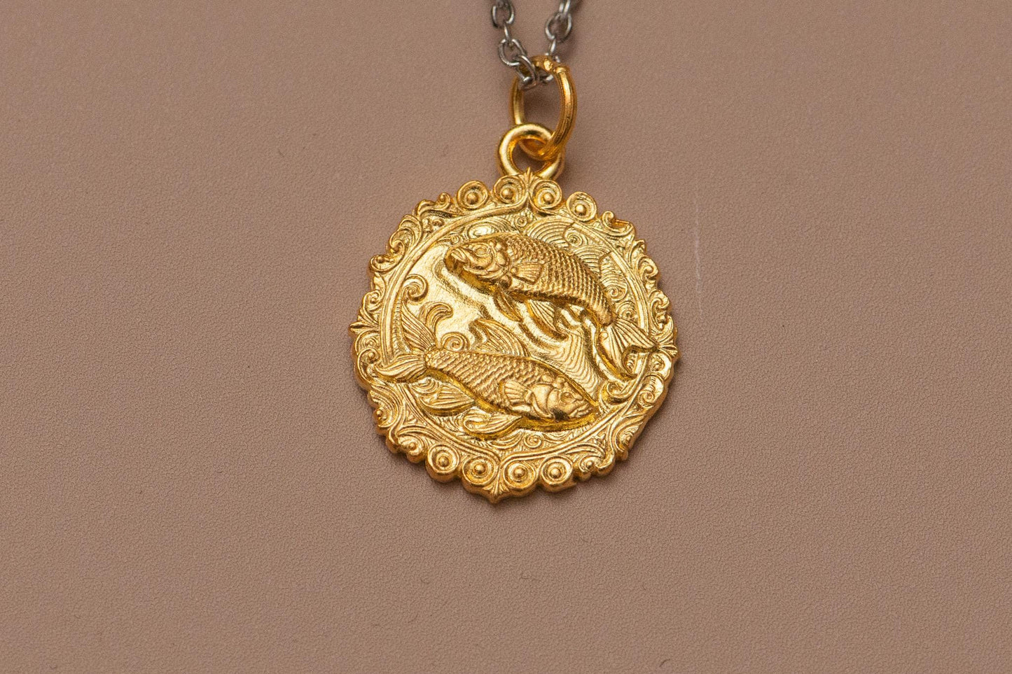 18K Gold Plated Pisces Zodiac Pendant: Sterling Silver Astrology Necklace