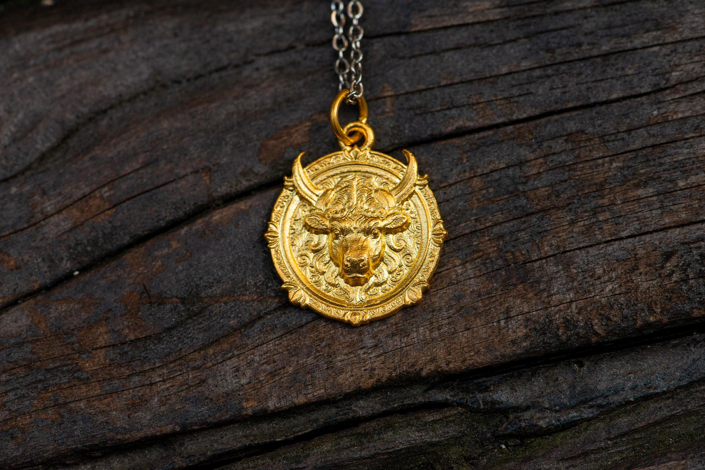 Taurus Zodiac Pendant: 18K Gold Plated Sterling Silver Astrology Necklace