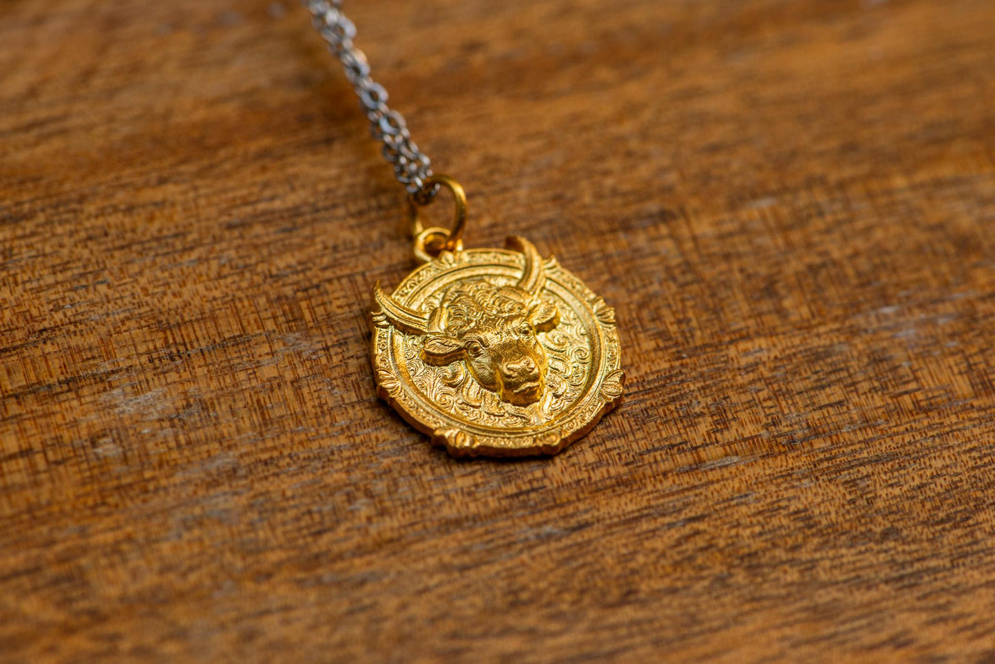 Taurus Zodiac Pendant: 18K Gold Plated Sterling Silver Astrology Necklace