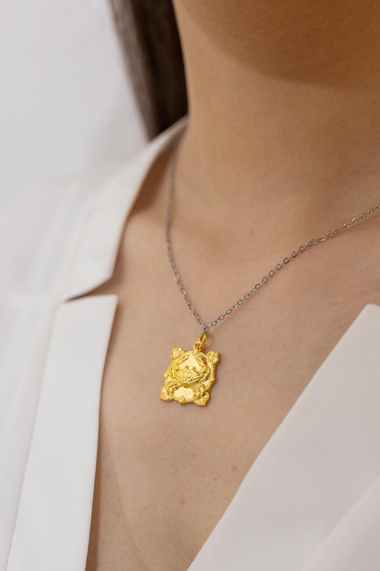 18K Gold Plated Cancer Zodiac Pendant: Sterling Silver Astrology Necklace