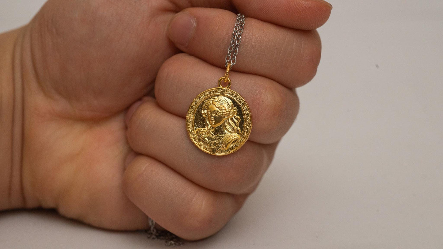 Virgo Zodiac Necklace: 18K Gold Plated Sterling Silver Charm