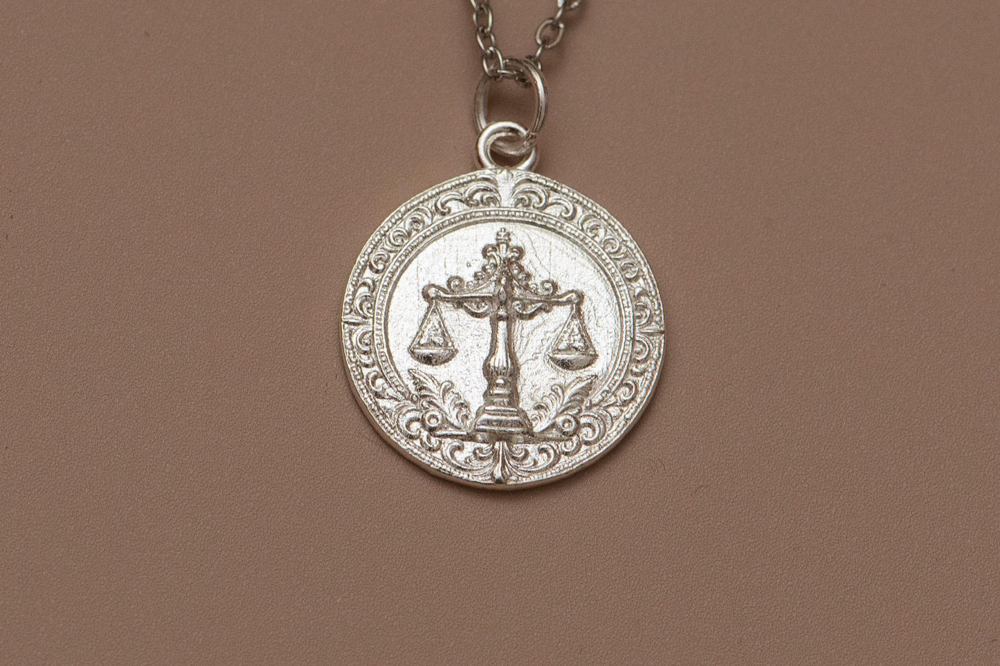 18K Gold Libra Zodiac Pendant: Sterling Silver Astrology Necklace
