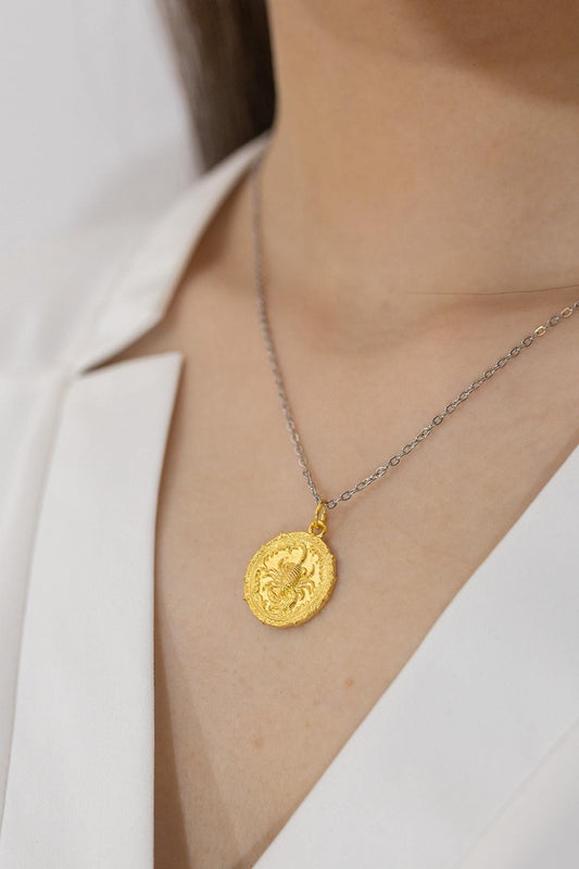 18K Gold Plated Scorpio Pendant: Sterling Silver Zodiac Necklace