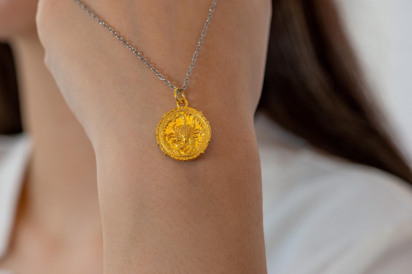 18K Gold Plated Scorpio Pendant: Sterling Silver Zodiac Necklace