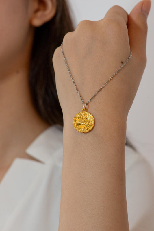 Sagittarius Zodiac Necklace: 18K Gold Plated Sterling Silver Astrology Pendant