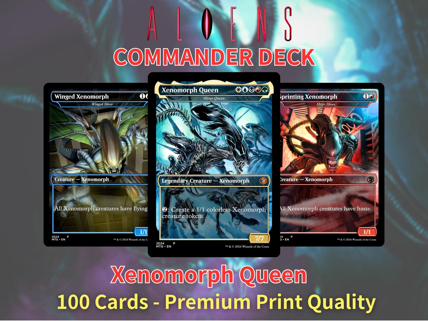 Alien Xenomorph MTG Commander Deck: Custom Proxy Cards