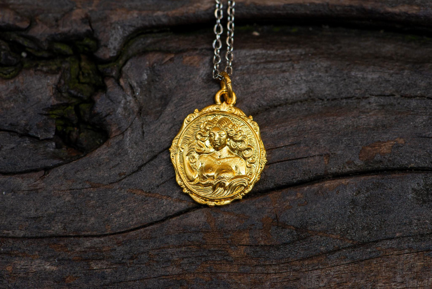 Aquarius Zodiac Pendant: 18K Gold Plated Sterling Silver Astrology Necklace