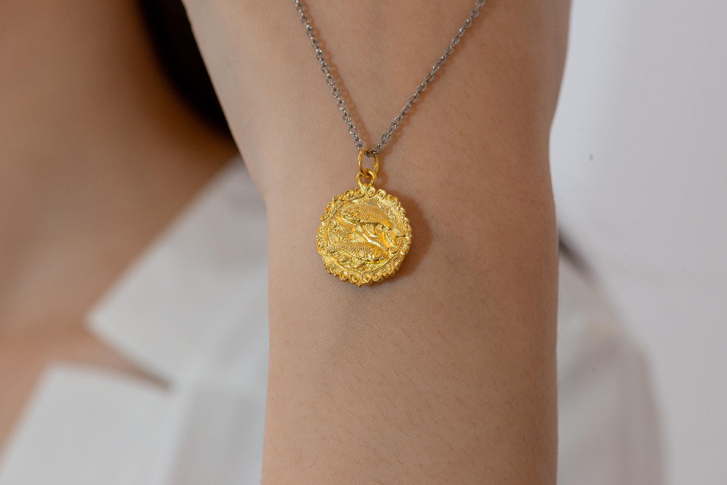 18K Gold Plated Pisces Zodiac Pendant: Sterling Silver Astrology Necklace