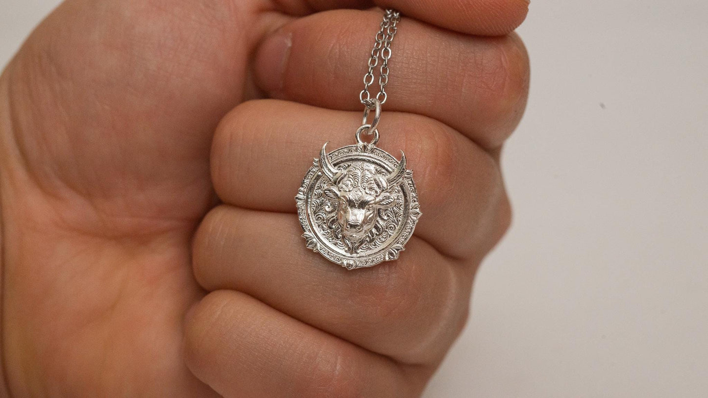 Taurus Zodiac Pendant: 18K Gold Plated Sterling Silver Astrology Necklace
