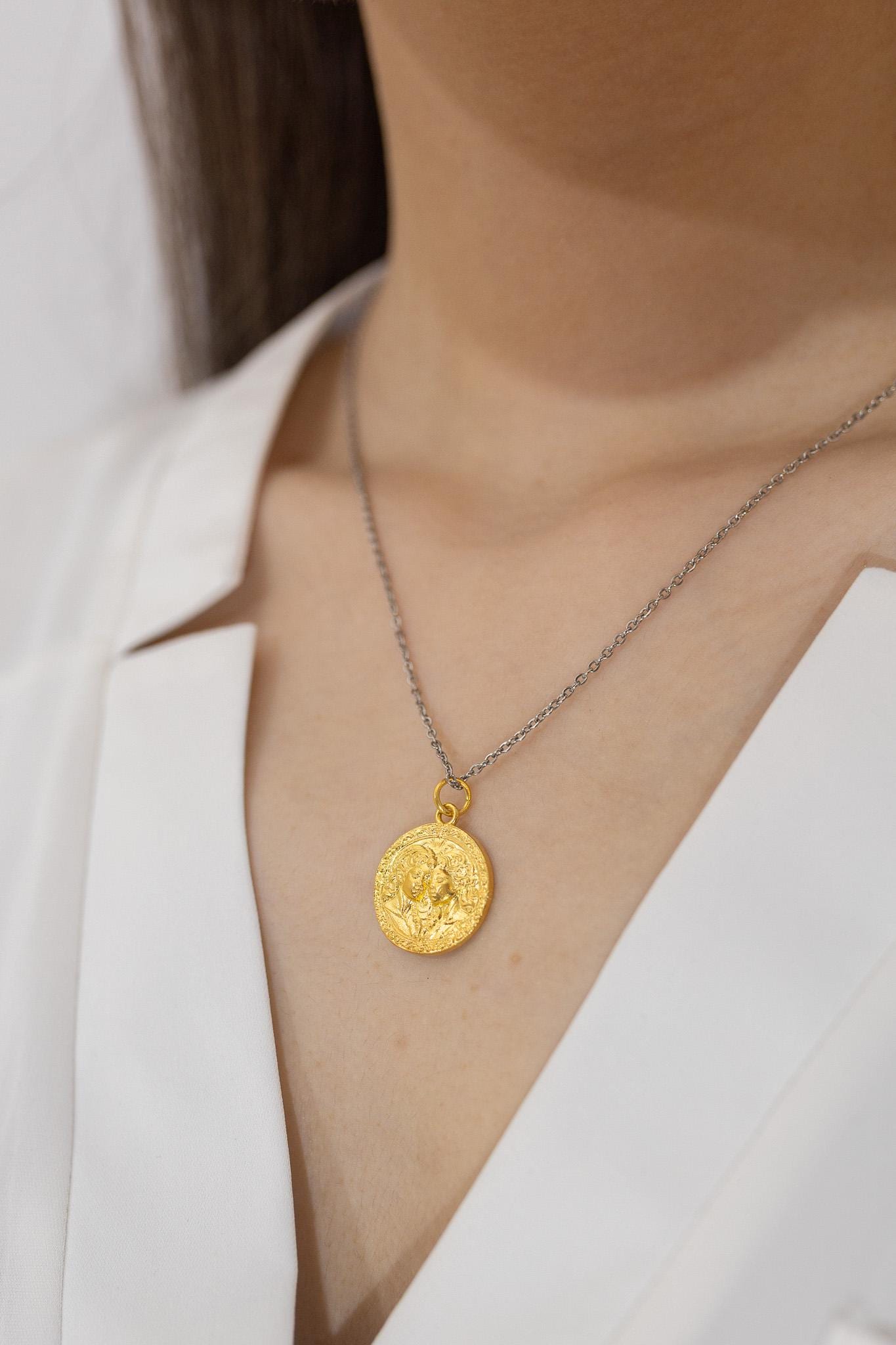 Gemini Zodiac Pendant: 18K Gold Plated Sterling Silver Necklace