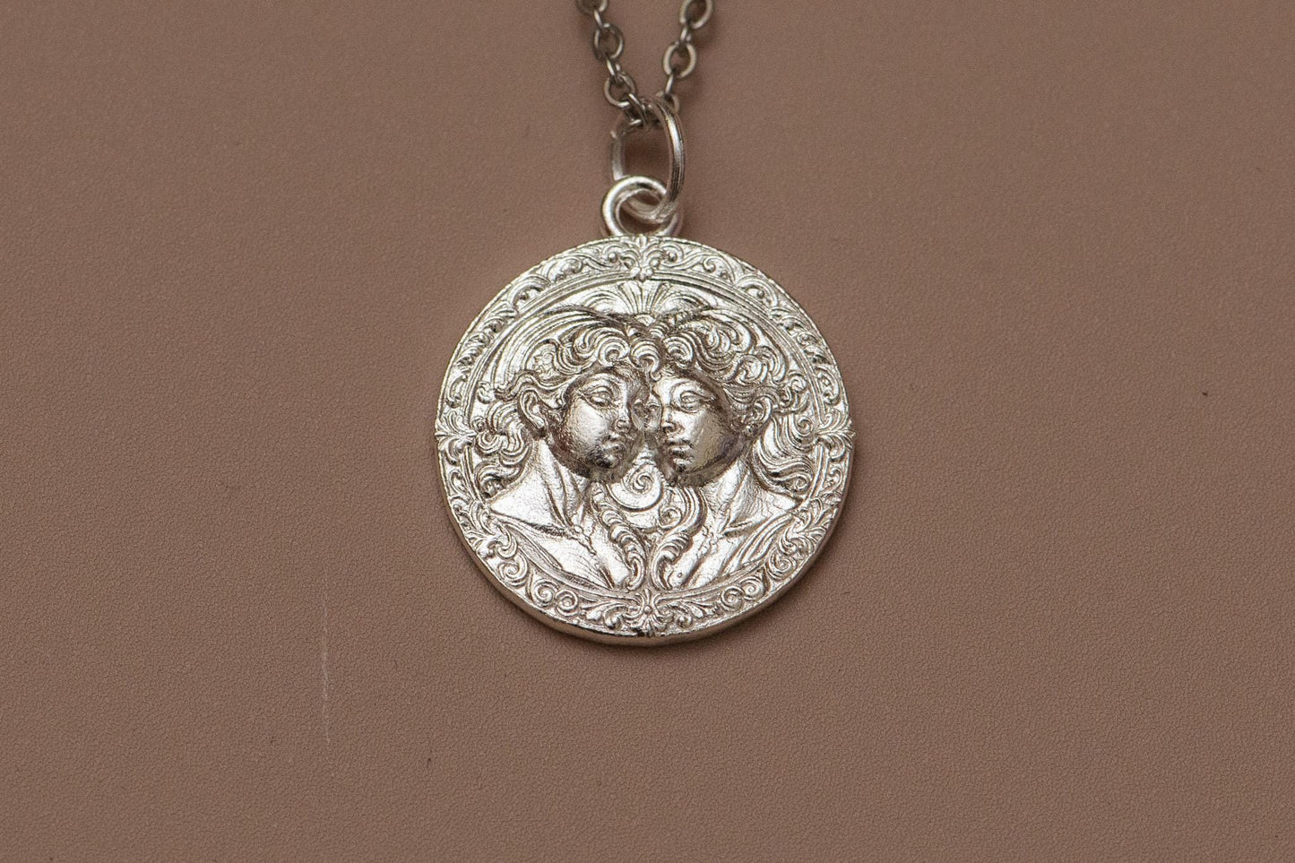 Gemini Zodiac Pendant: 18K Gold Plated Sterling Silver Necklace