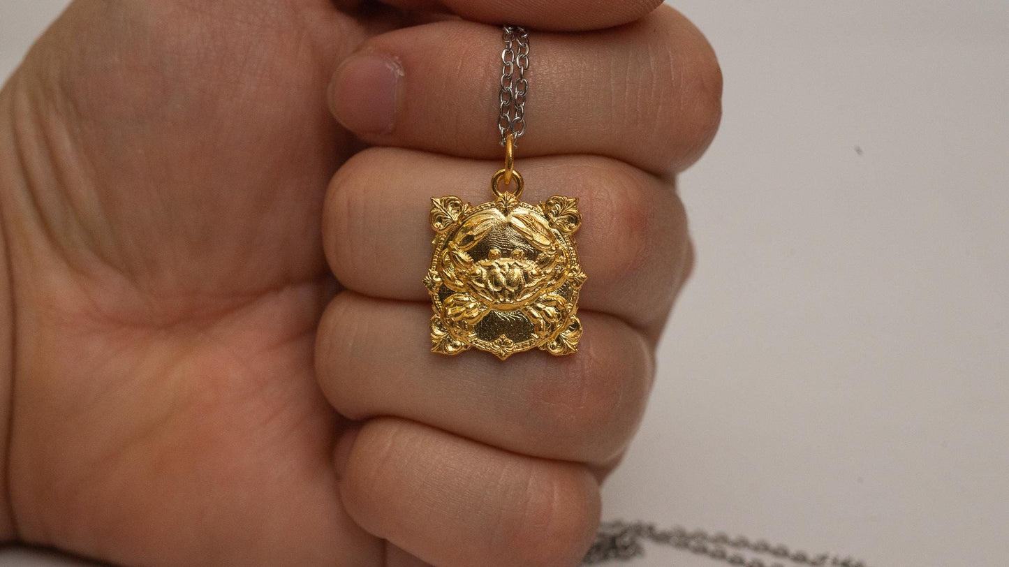18K Gold Plated Cancer Zodiac Pendant: Sterling Silver Astrology Necklace