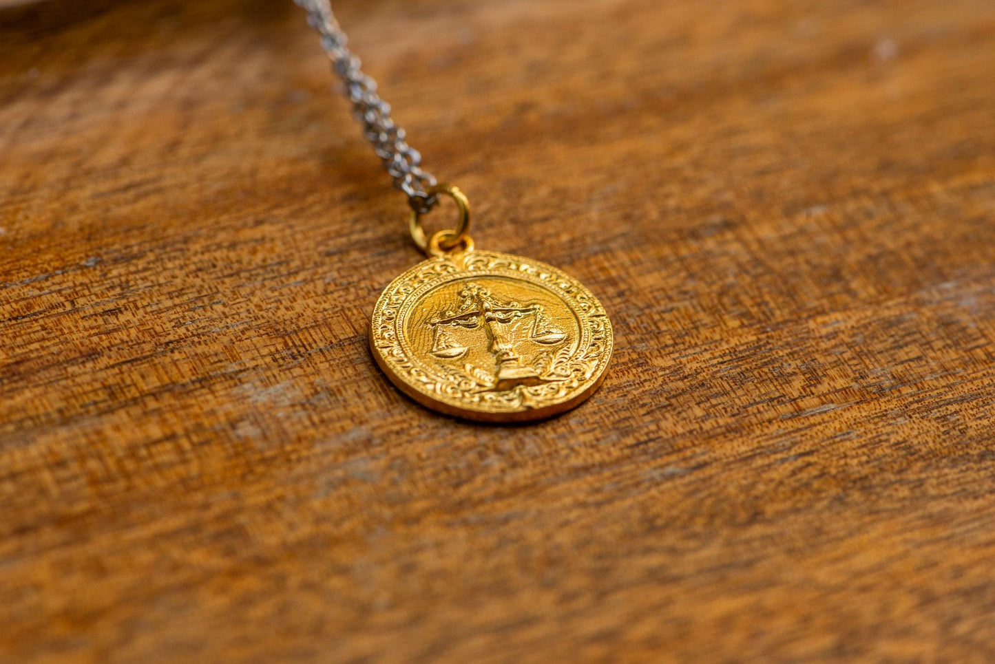 18K Gold Libra Zodiac Pendant: Sterling Silver Astrology Necklace