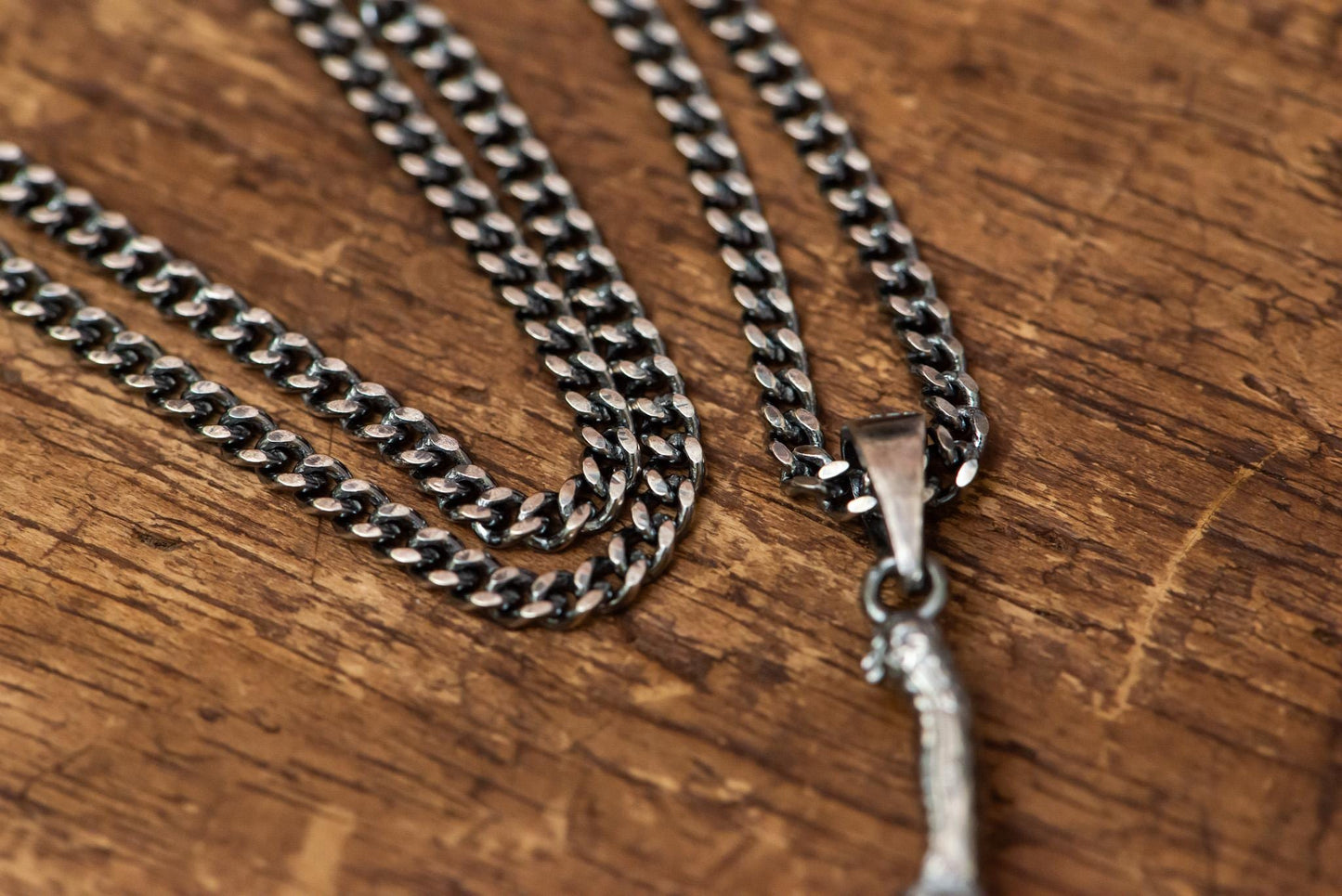 Harald Curved Greatsword S925 Oxidized Silver Necklace | Gothic Medieval Jewelry | Gift For Men Women