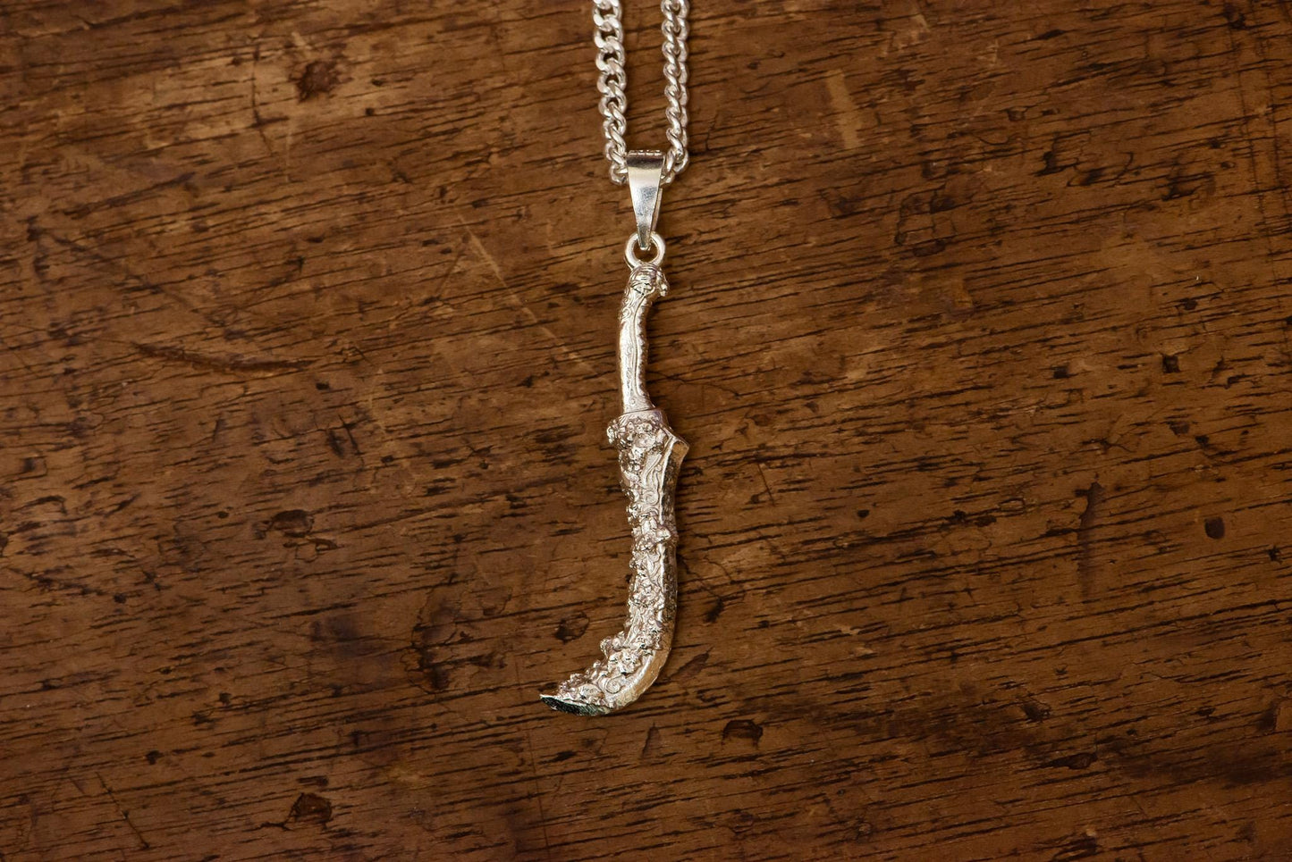 Harald Curved Greatsword S925 Oxidized Silver Necklace | Gothic Medieval Jewelry | Gift For Men Women