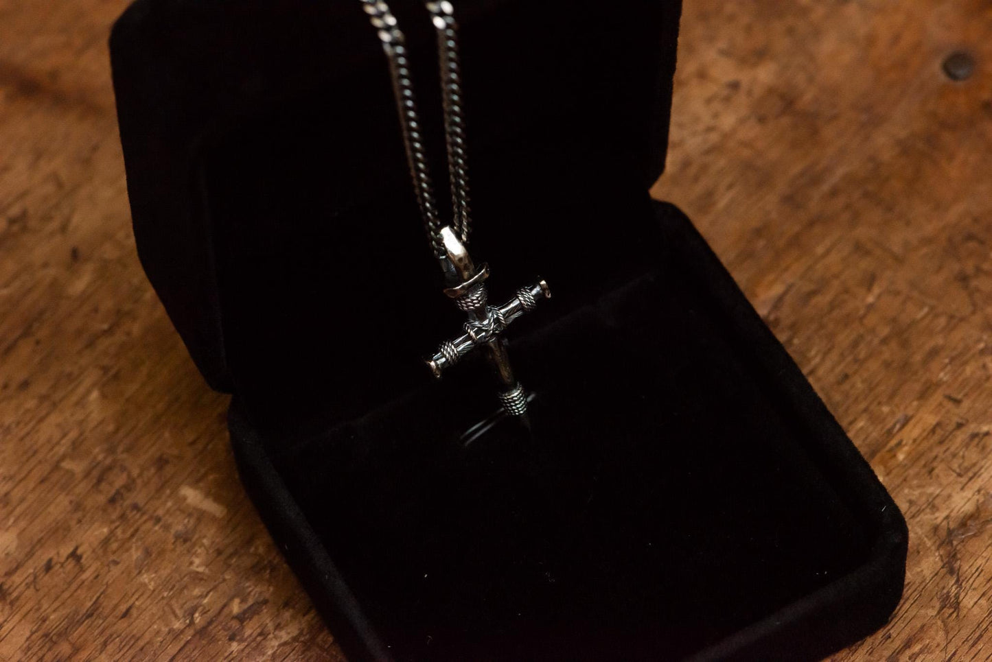 Handmade S925 Silver Nail Cross Necklace Gold Plated, Gothic Faith Jewelry for Men, Religious Pendant, Christian Gift