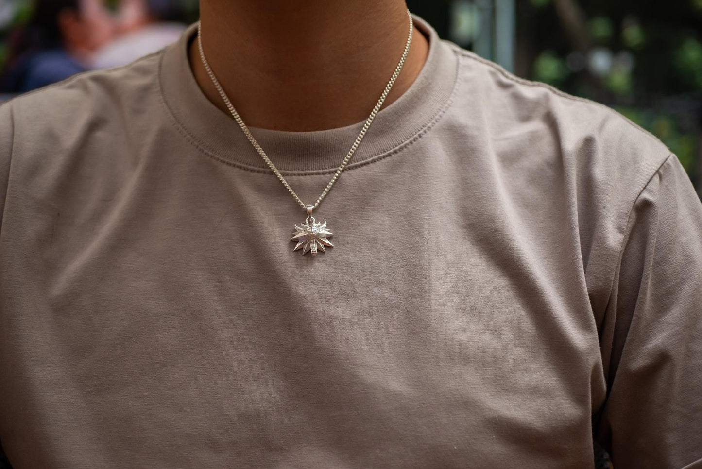 24K Gold Plated Wolf Head Pendant, S925 Silver Fantasy Necklace, Handmade Jewelry Gift for Him, Elegant Gamer Accessory