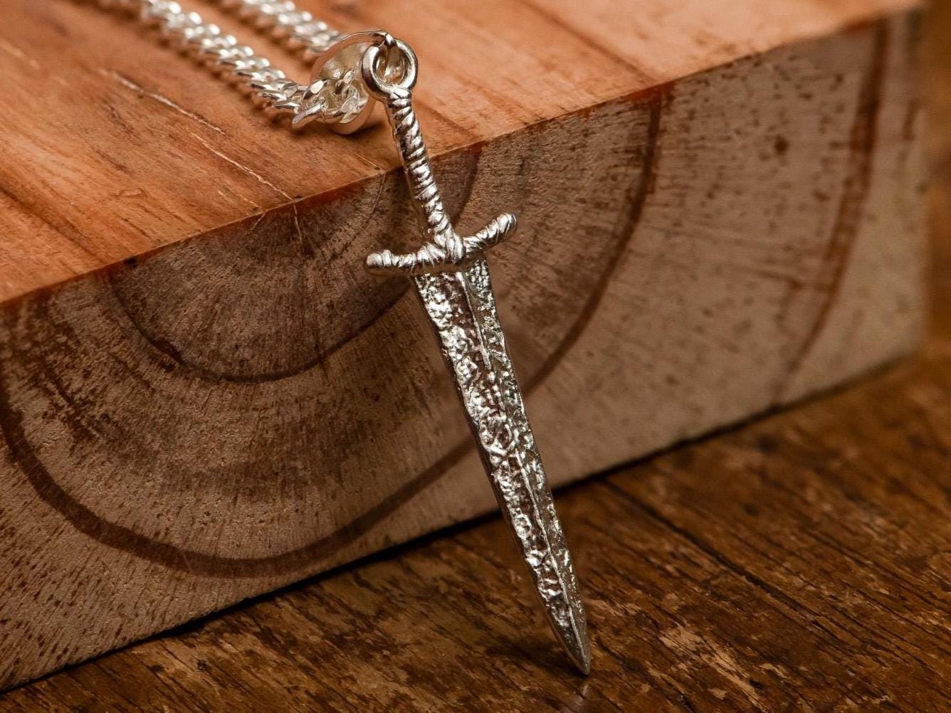 Handmade S925 Silver Greatsword Pendant, Fantasy Gamer Necklace, RPG Jewelry for Men, Gift for Him, Sword Charm, Medieval Style Jewelry