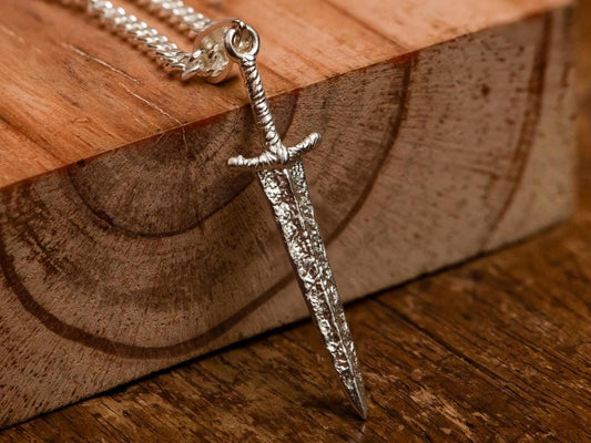 Handmade S925 Silver Greatsword Pendant, Fantasy Gamer Necklace, RPG Jewelry for Men, Gift for Him, Sword Charm, Medieval Style Jewelry