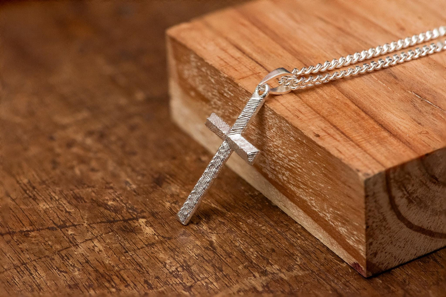 Engraved Cross Pendant Necklace S925 Sterling Silver Vintage Faith Jewelry for Men, Handcrafted Religious Gift