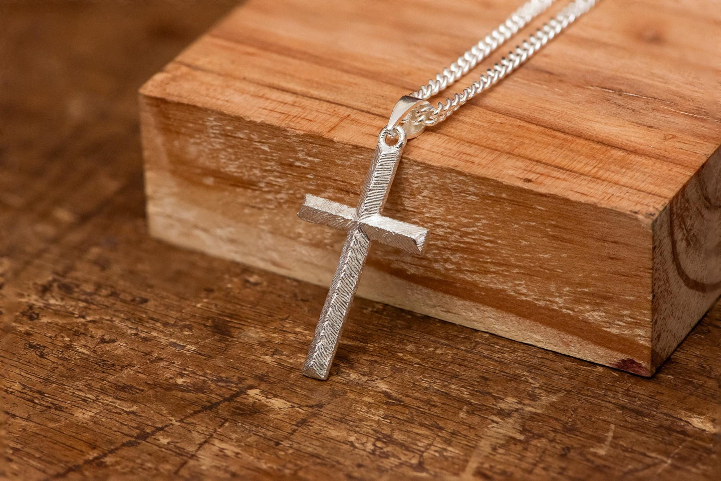 Engraved Cross Pendant Necklace S925 Sterling Silver Vintage Faith Jewelry for Men, Handcrafted Religious Gift