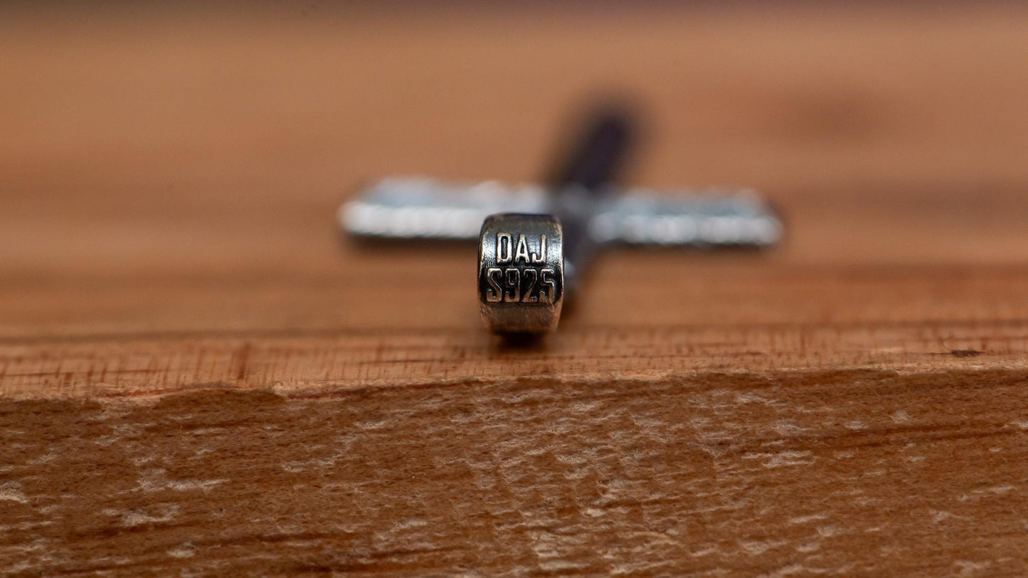 Engraved Cross Pendant Necklace S925 Sterling Silver Vintage Faith Jewelry for Men, Handcrafted Religious Gift