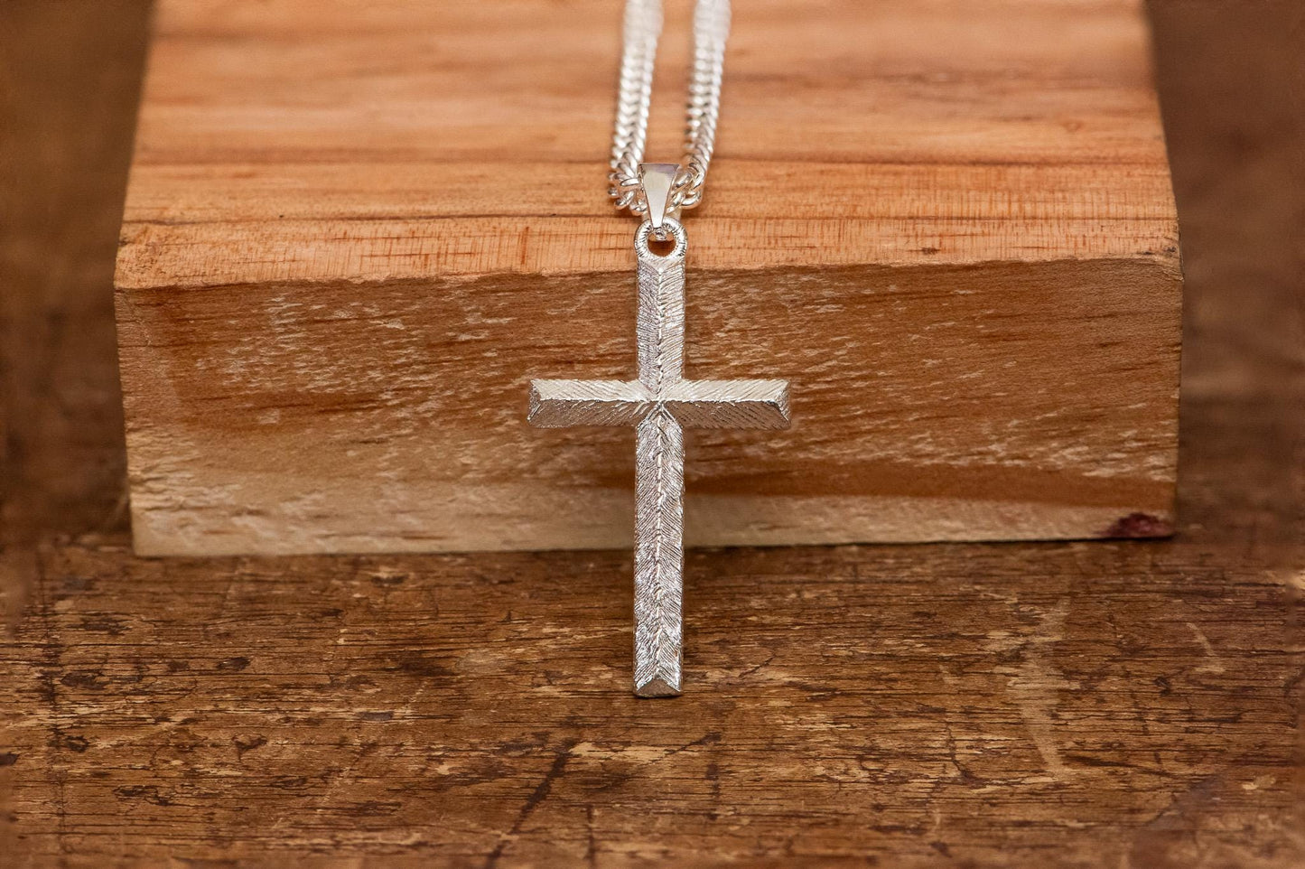 Engraved Cross Pendant Necklace S925 Sterling Silver Vintage Faith Jewelry for Men, Handcrafted Religious Gift