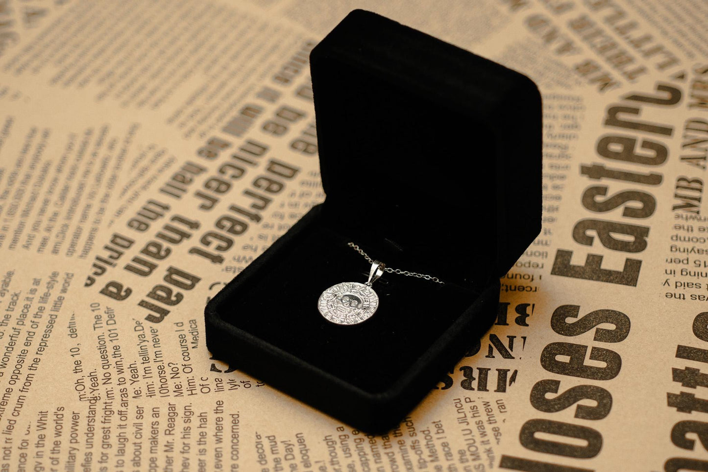 Handmade S925 Silver Aztec Coin Pendant, Pirate Treasure Necklace, Nautical Skull Jewelry, Men’s Gothic Amulet, Vintage Silver Gift