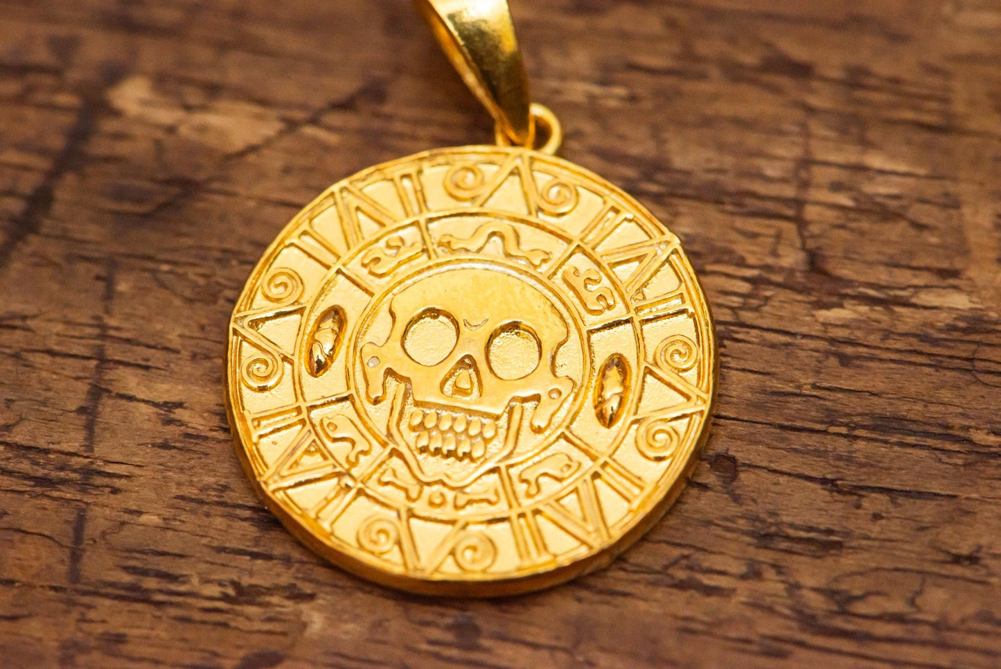 Handmade S925 Silver Aztec Coin Pendant, Pirate Treasure Necklace, Nautical Skull Jewelry, Men’s Gothic Amulet, Vintage Silver Gift
